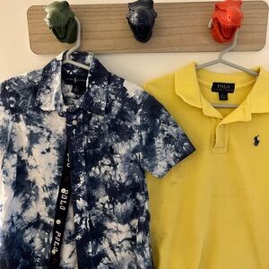 Ralph Lauren Blue and White Tie-Dye Button Shirt